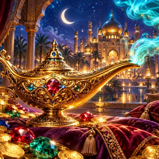 10001 Nights reels with Arabian Nights lamp and magic symbols