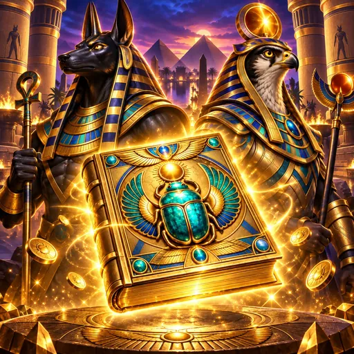 Book of Gods reels with an ancient tome and Egyptian god symbols