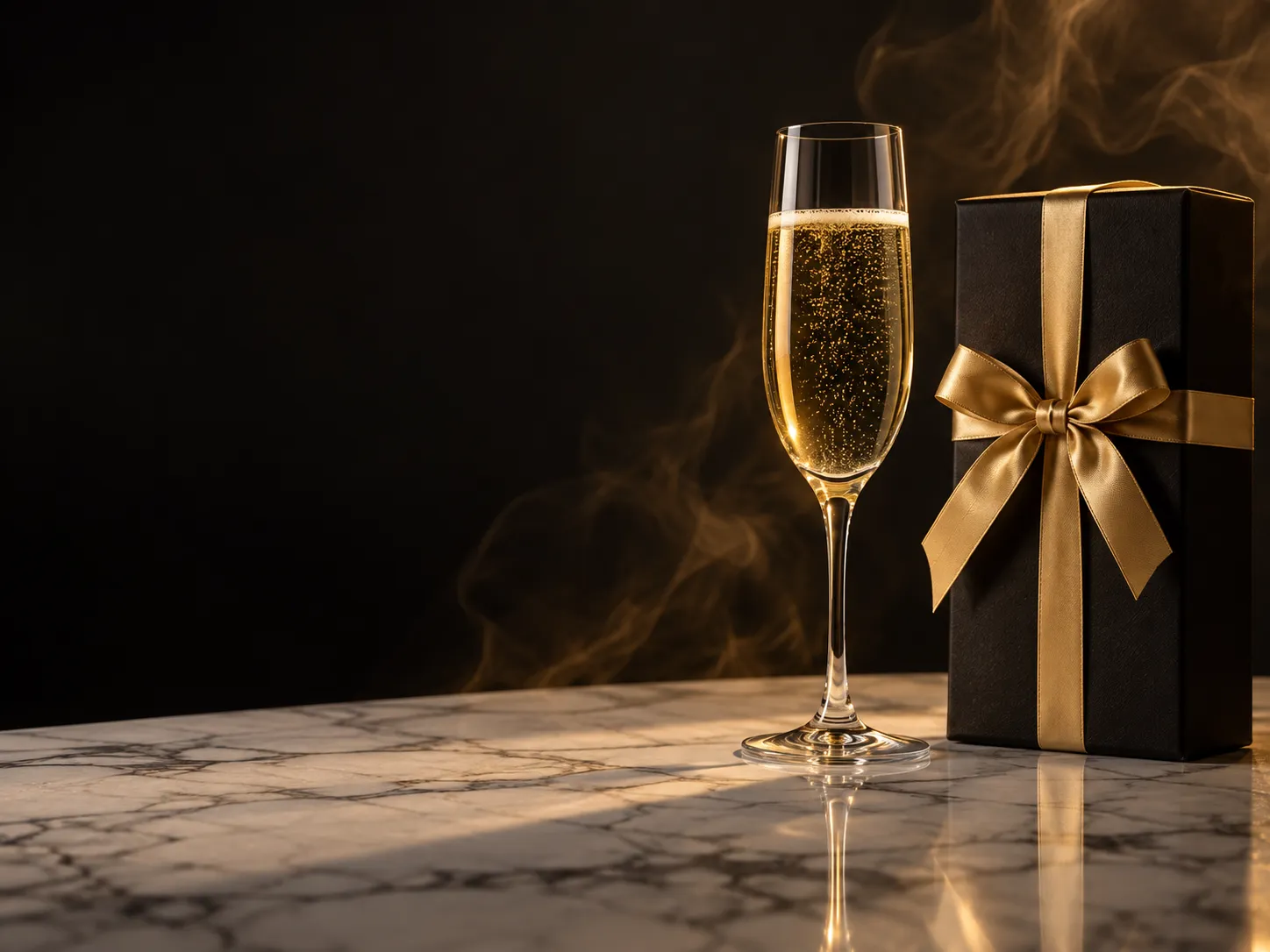 Champagne glasses set out for a Here2Win Casino bonus celebration
