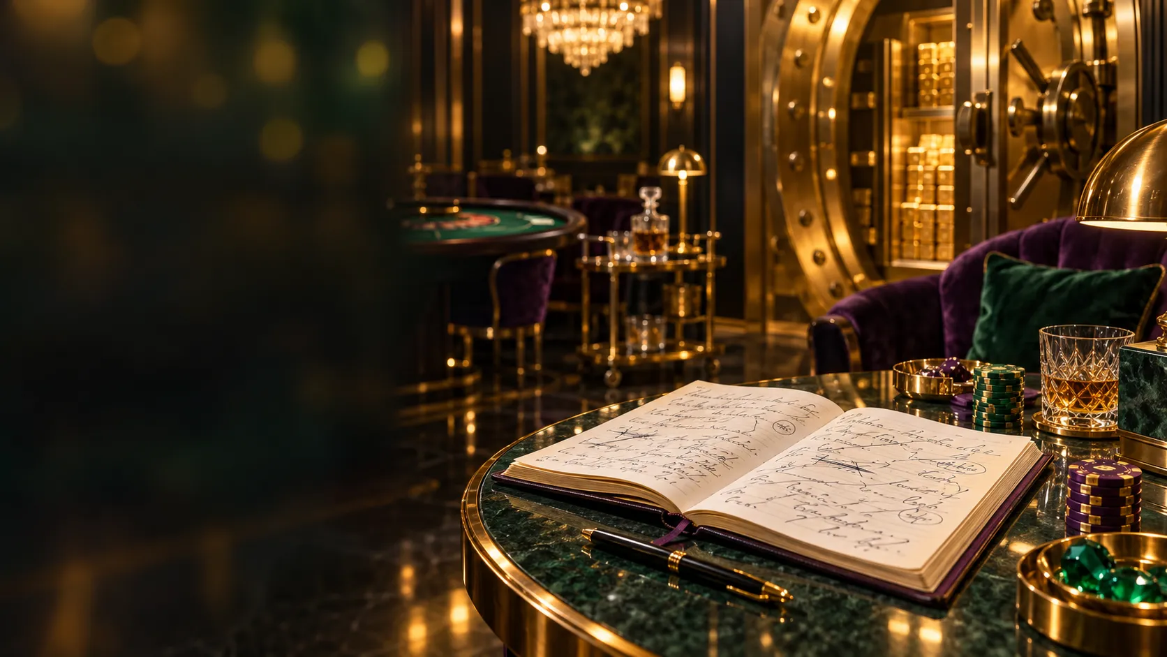 An annotated review manuscript covered in editing marks inside a gold-toned vault, standing in for this guide's fact-checking process